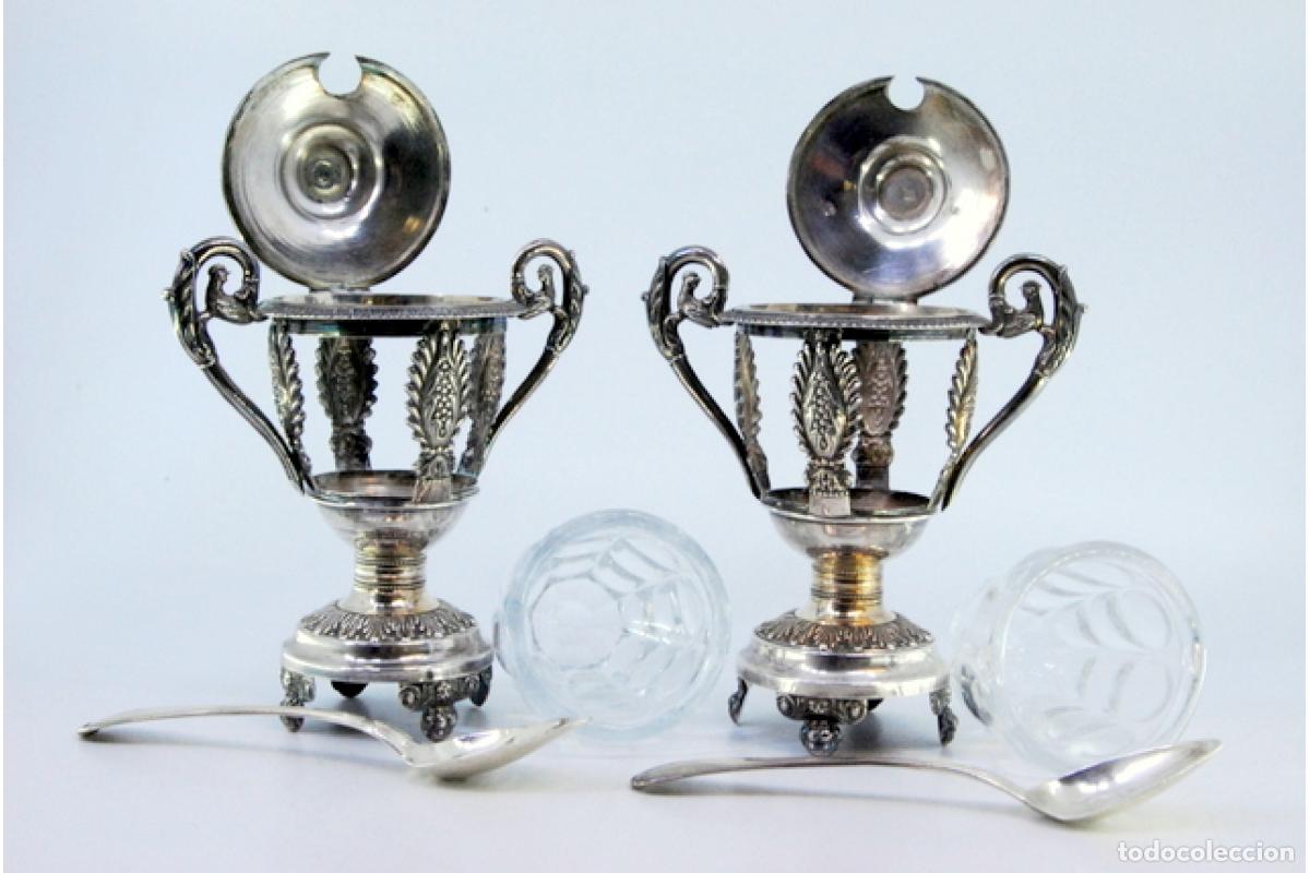 Antig&uuml;edades: Par de mostazas de plata - Foto 6
