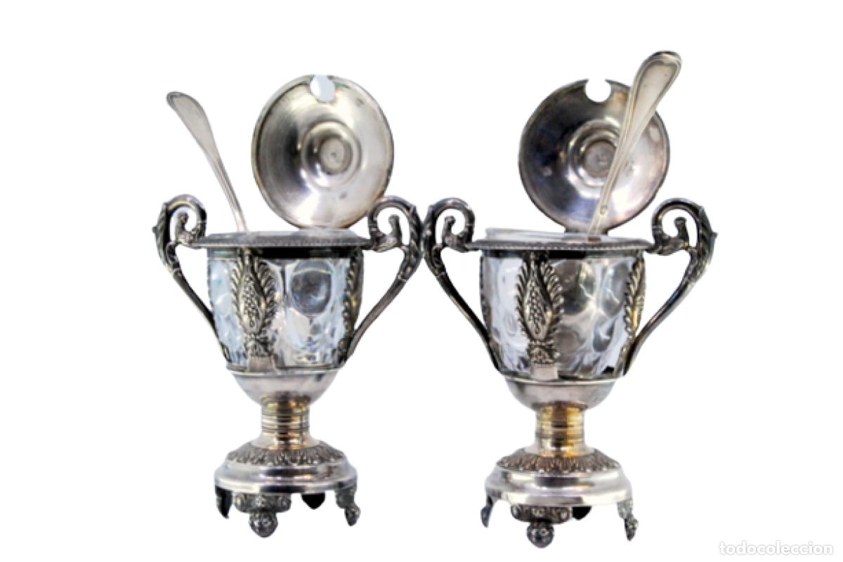 Antig&uuml;edades: Par de mostazas de plata - Foto 1