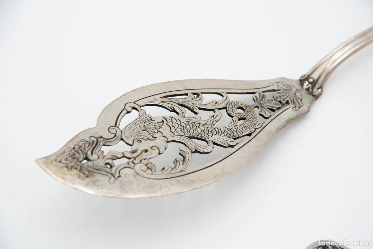 Antig&uuml;edades: Cuchillo y tenedor para pescado, de plata. - Foto 5