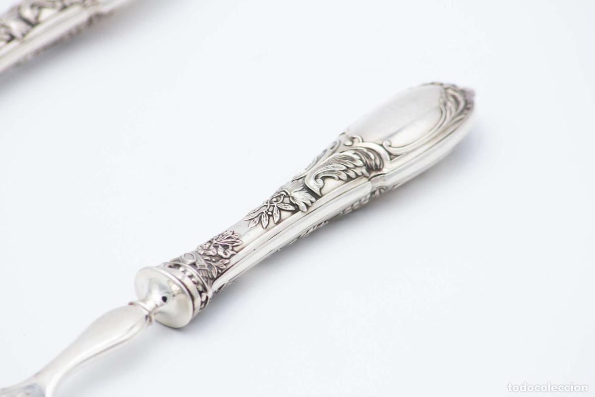 Antig&uuml;edades: Cuchillo y tenedor para pescado, de plata. - Foto 2