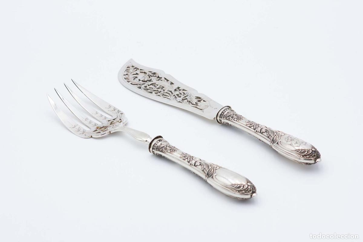 Antig&uuml;edades: Cuchillo y tenedor para pescado, de plata. - Foto 1