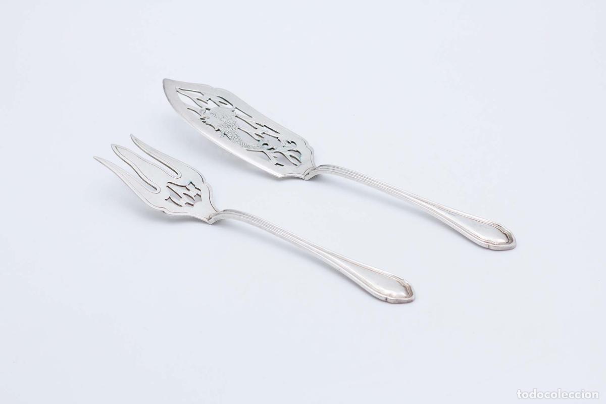 Antig&uuml;edades: Cuchillo y tenedor para pescado, de plata. - Foto 1