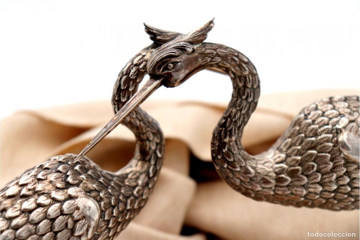 Antig&uuml;edades: Par de grullas de platas - Foto 4
