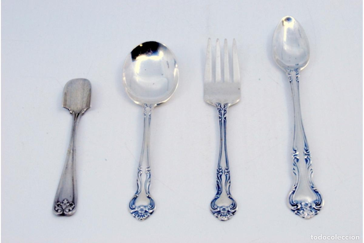 Antig&uuml;edades: Juego de 4 piezas de cubiertos de plata - Foto 2