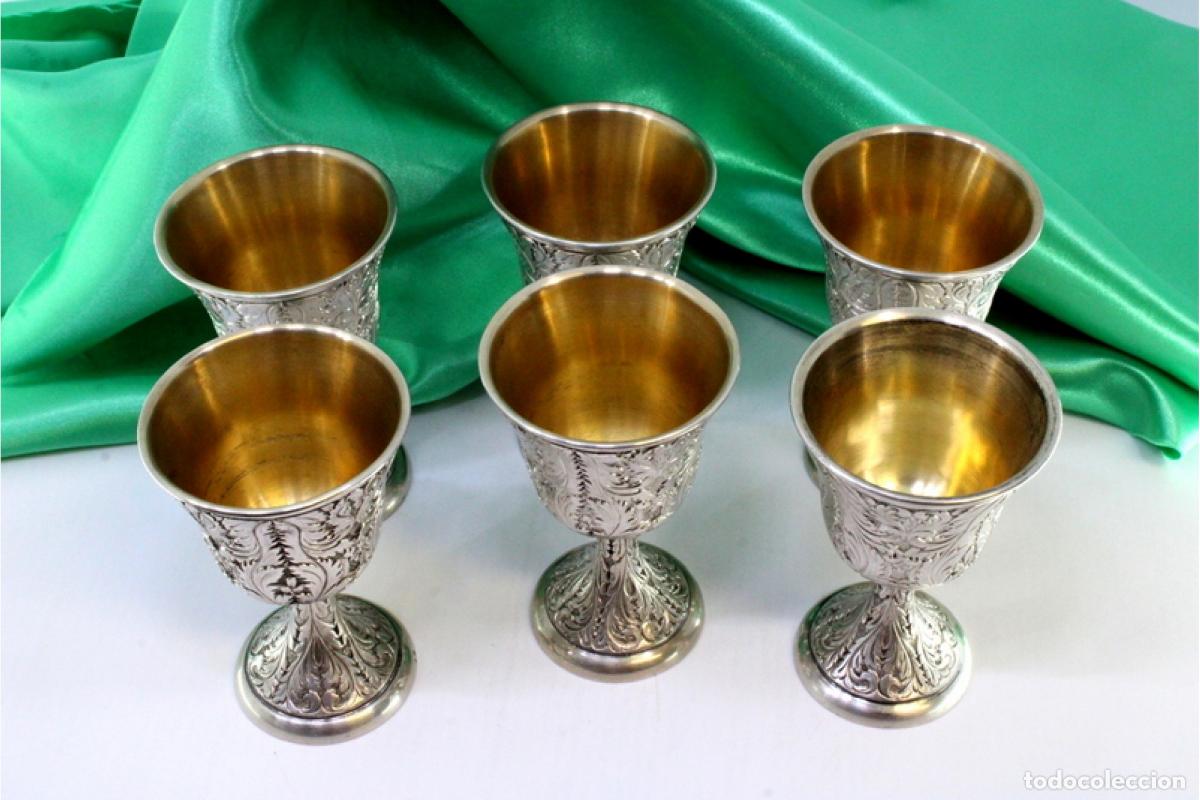 Antig&uuml;edades: Juego de 6 copas de plata - Foto 2