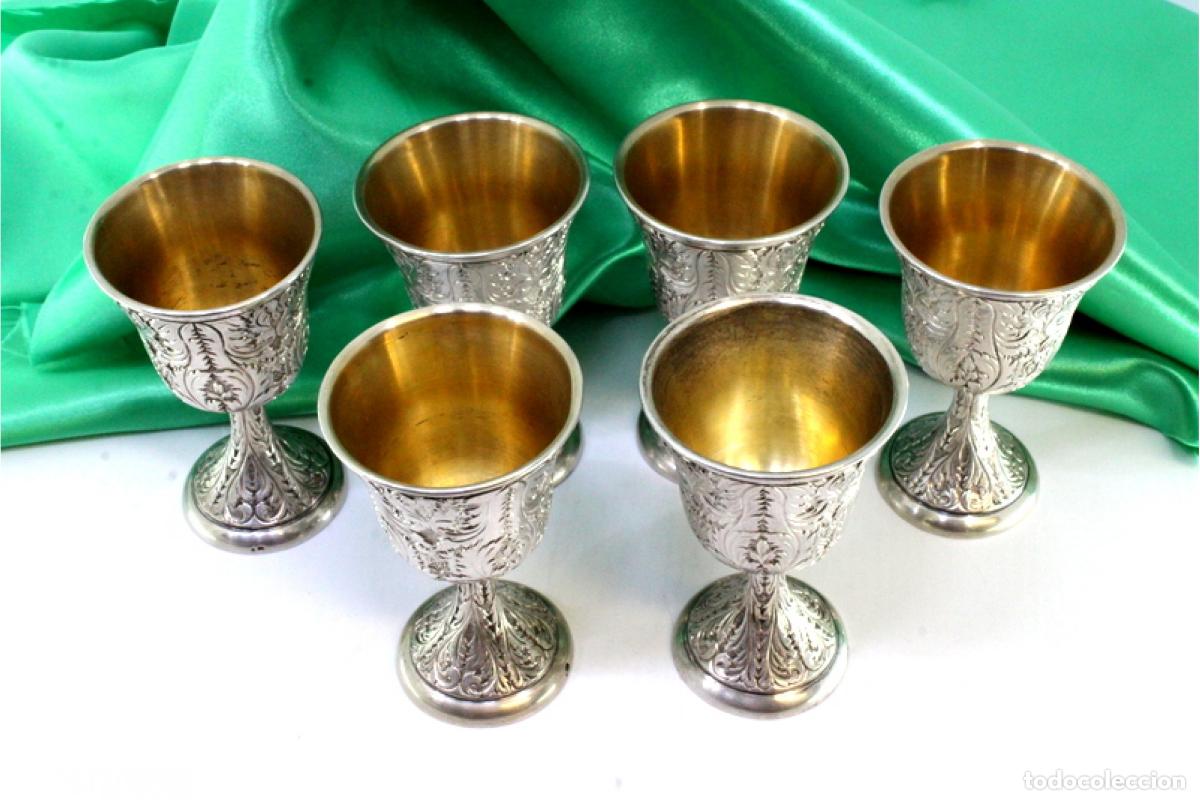 Antig&uuml;edades: Juego de 6 copas de plata - Foto 4