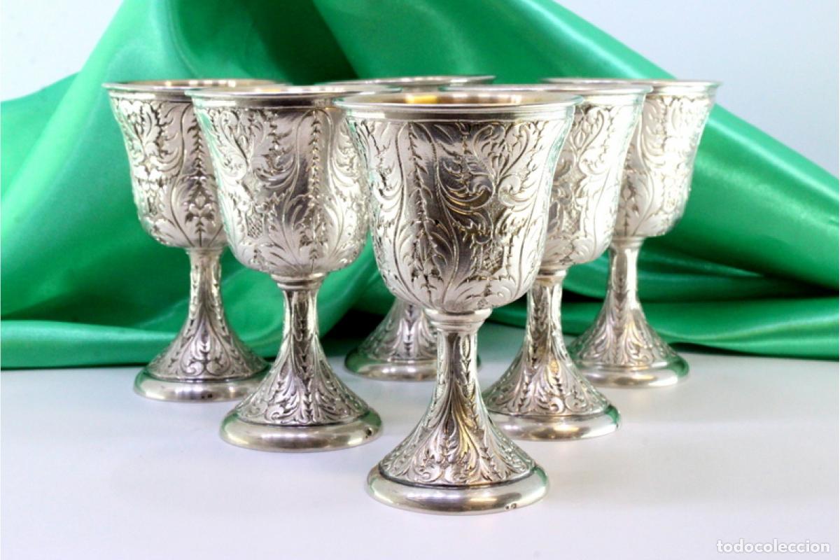 Antig&uuml;edades: Juego de 6 copas de plata - Foto 5