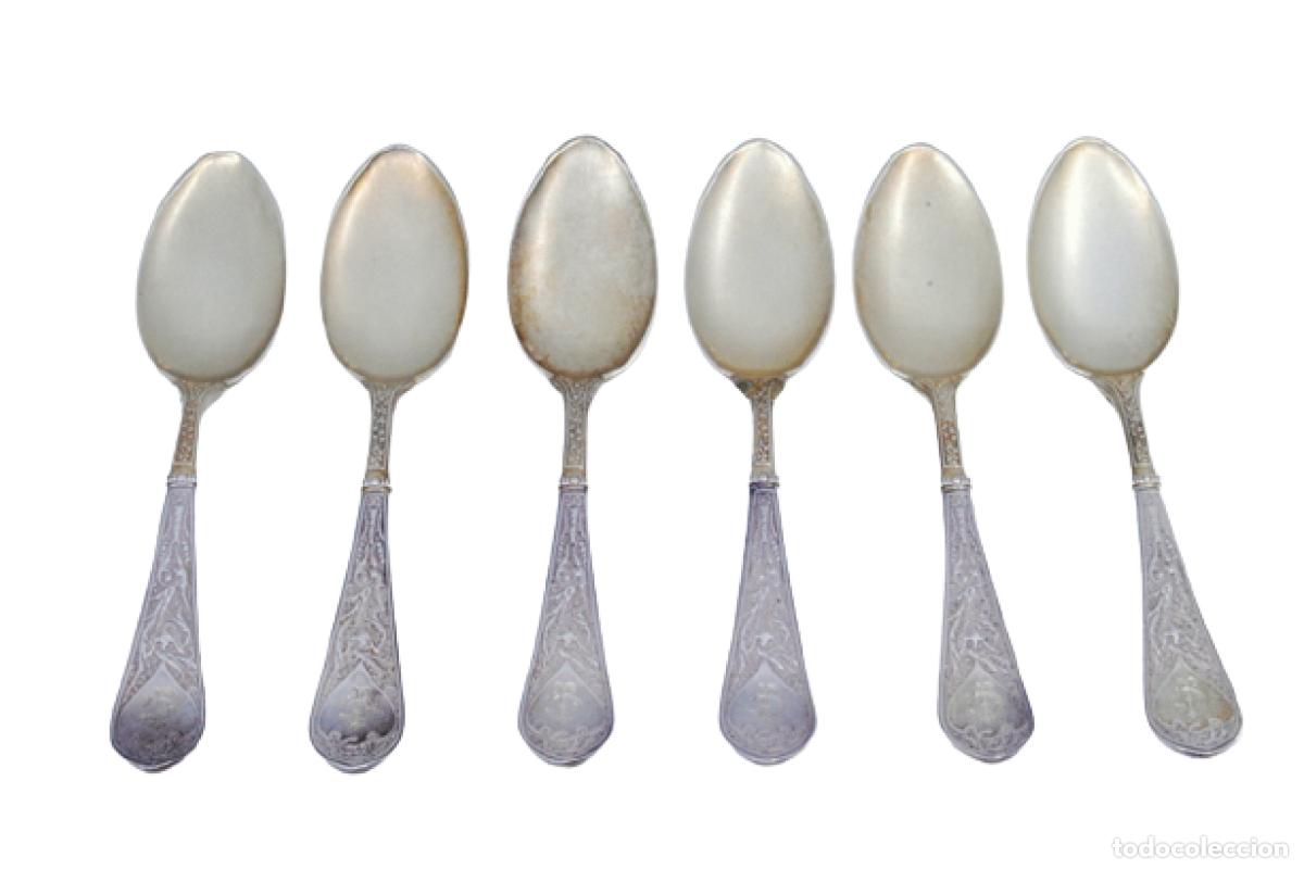 Oggetti Antichi: Juego de 6 cucharillas de caf&eacute; de plata