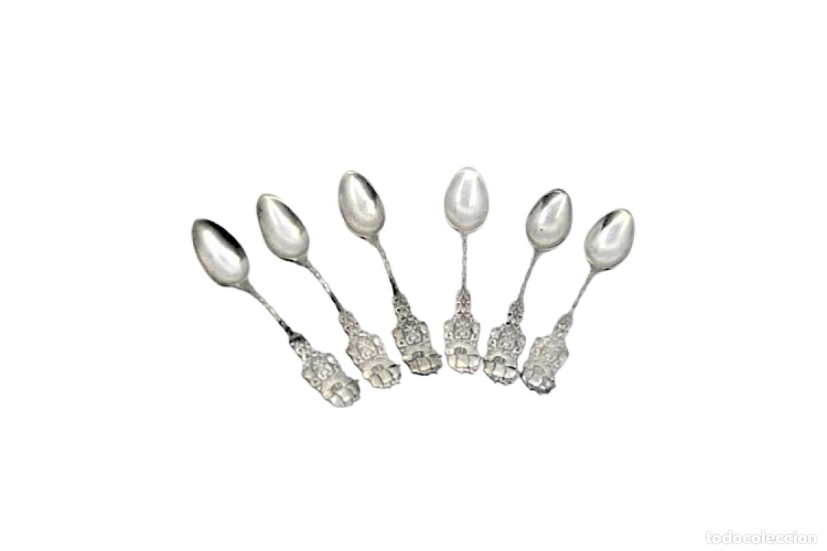 Antiquit&eacute;s: Juego de 6 cucharillas de caf&eacute; de plata