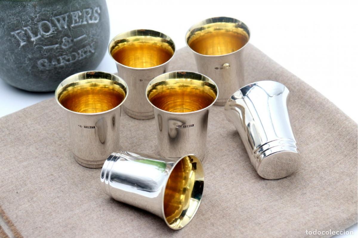 Antig&uuml;edades: Juego de 6 copas de licor de plata - Foto 3