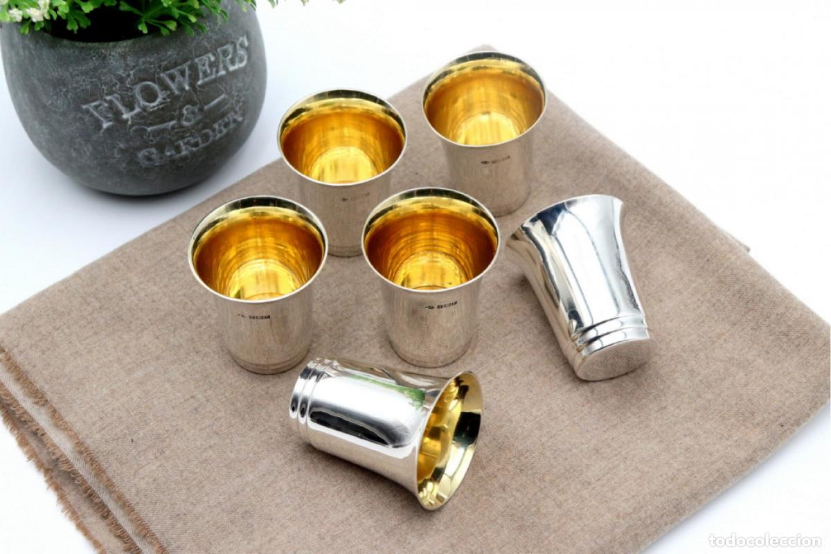 Antig&uuml;edades: Juego de 6 copas de licor de plata - Foto 5