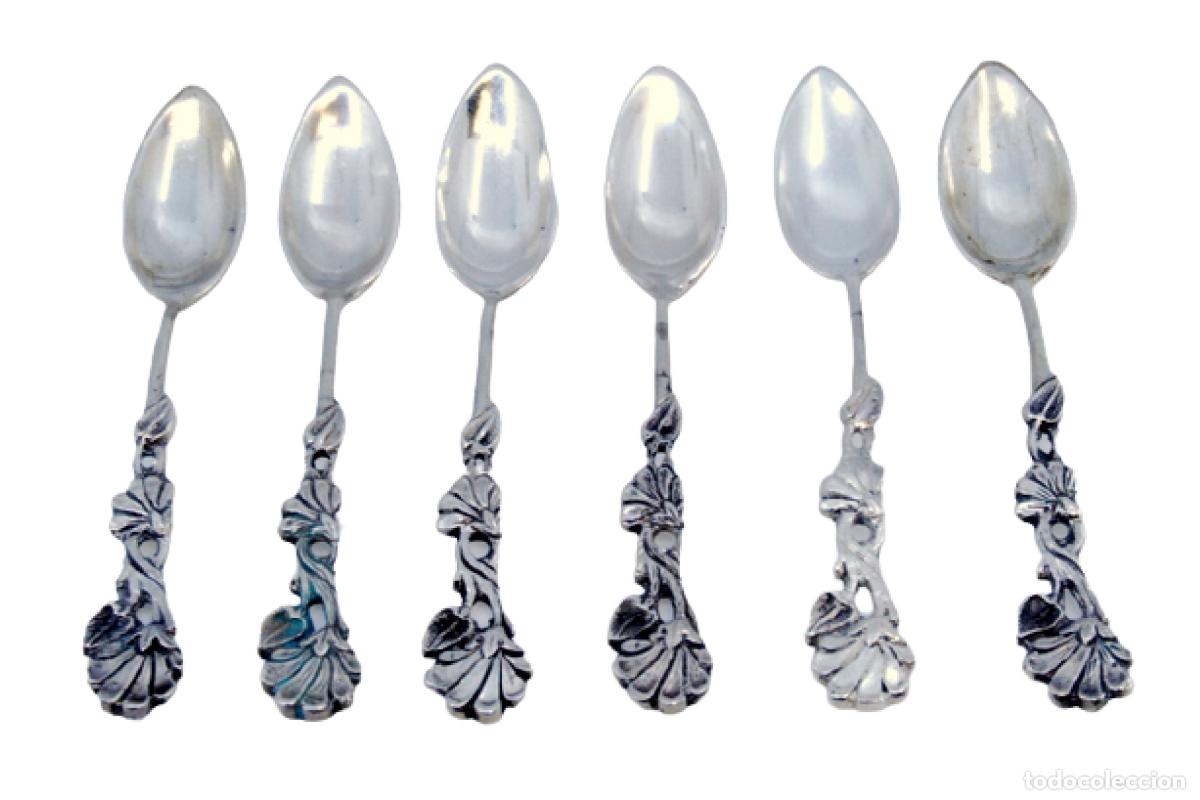 Antig&uuml;edades: Juego de 6 cucharillas de caf&eacute; de plata