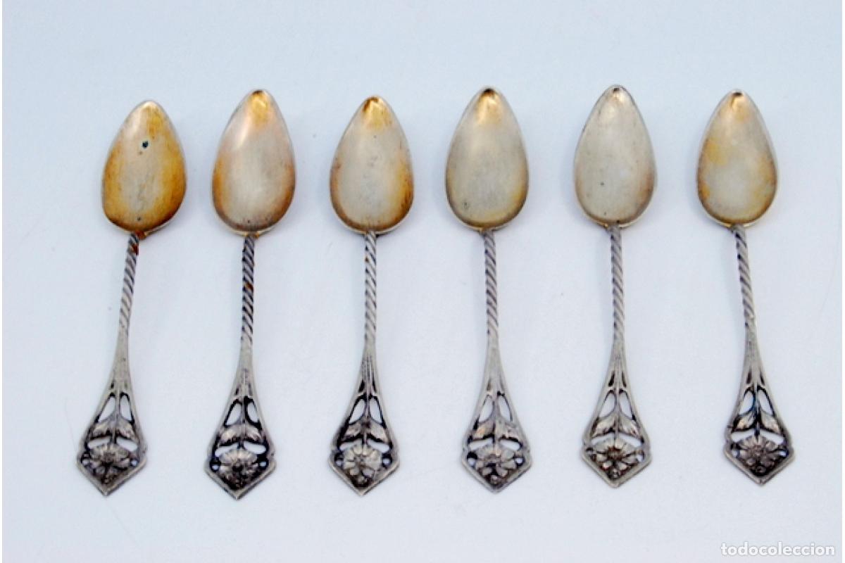 Antig&uuml;edades: Juego de 6 cucharillas de caf&eacute; de plata - Foto 2