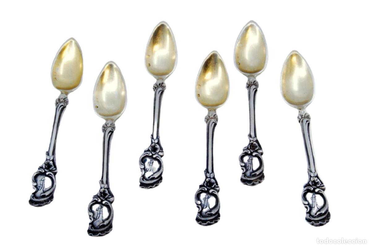 Antiquit&eacute;s: Juego de 6 cucharillas de caf&eacute; de plata