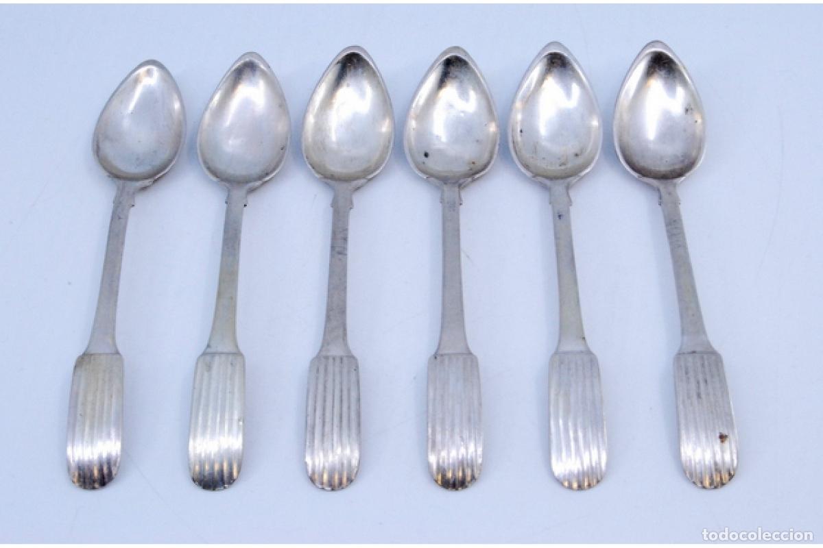 Antig&uuml;edades: Juego de 6 cucharillas de caf&eacute; de plata - Foto 2