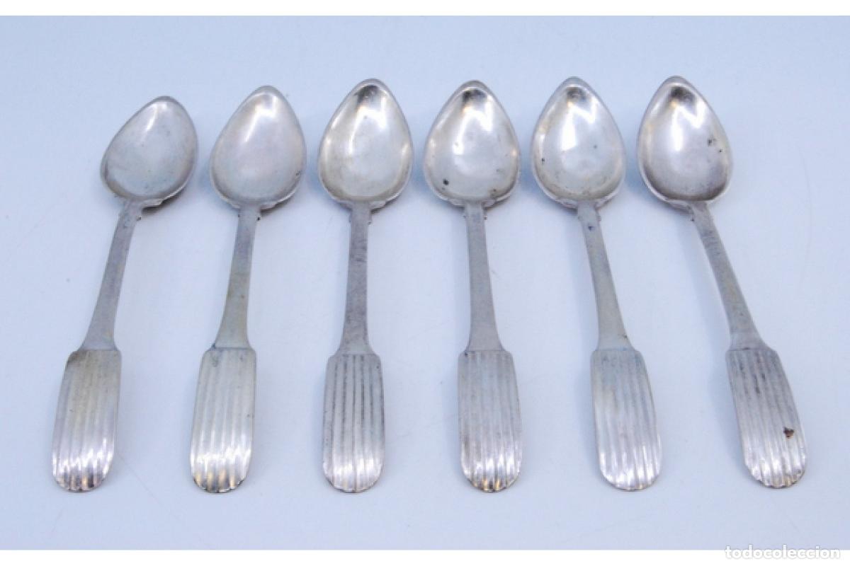 Antig&uuml;edades: Juego de 6 cucharillas de caf&eacute; de plata - Foto 3