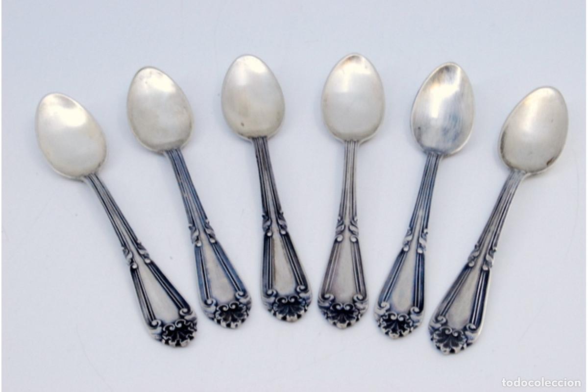 Antig&uuml;edades: Juego de 6 cucharillas de caf&eacute; de plata - Foto 2