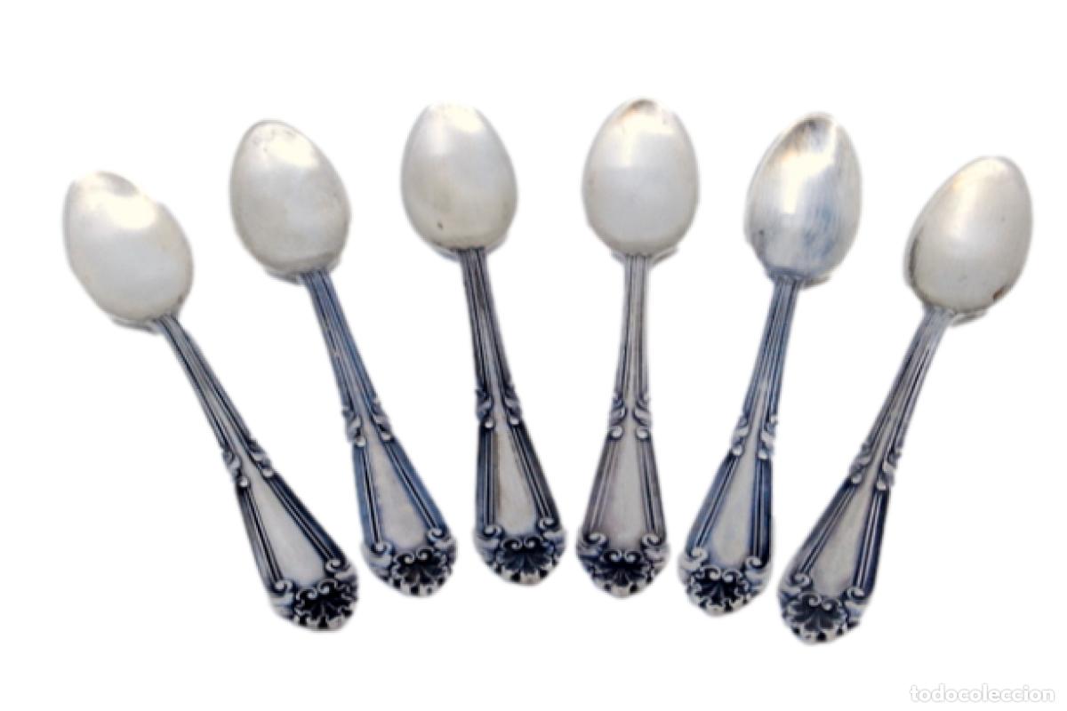 Antiguidades: Juego de 6 cucharillas de caf&eacute; de plata