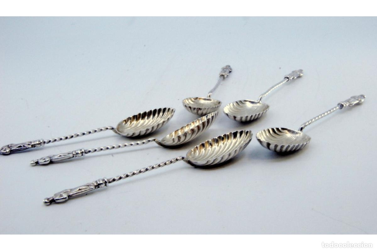 Antig&uuml;edades: Juego de 6 cucharillas de caf&eacute; de plata - Foto 3