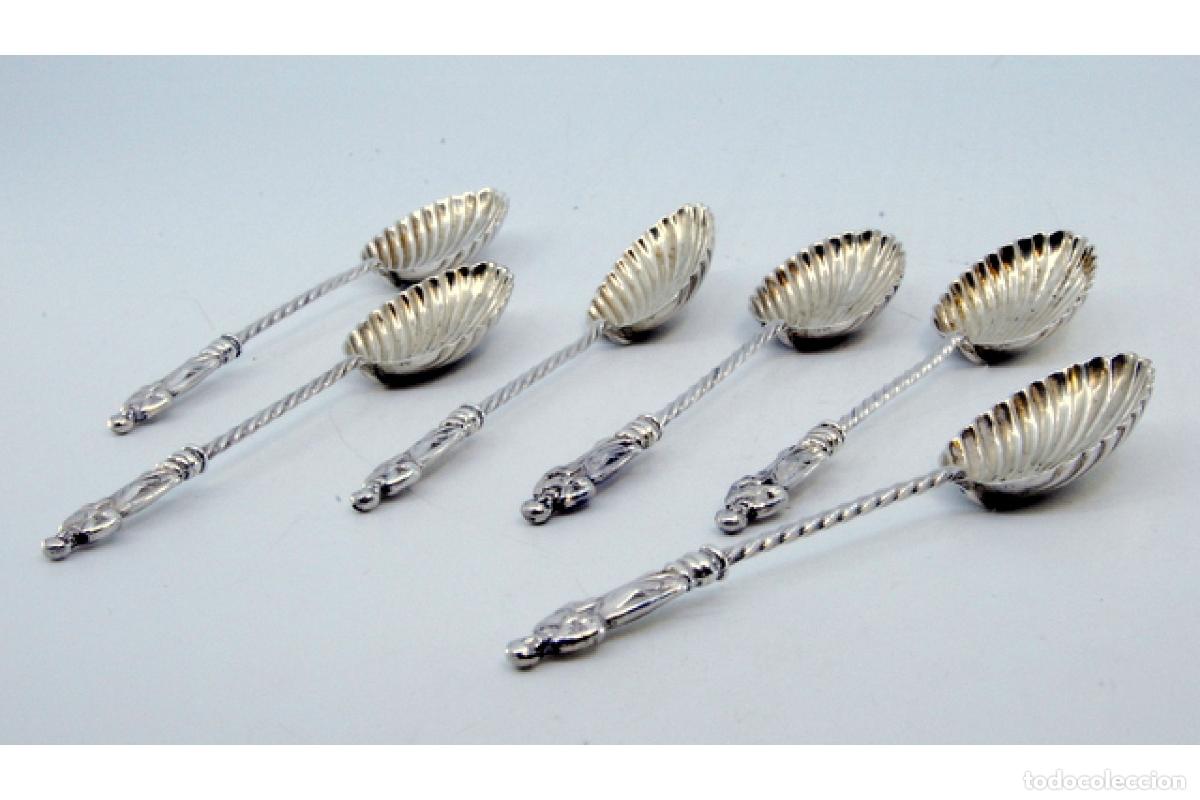Antig&uuml;edades: Juego de 6 cucharillas de caf&eacute; de plata - Foto 5