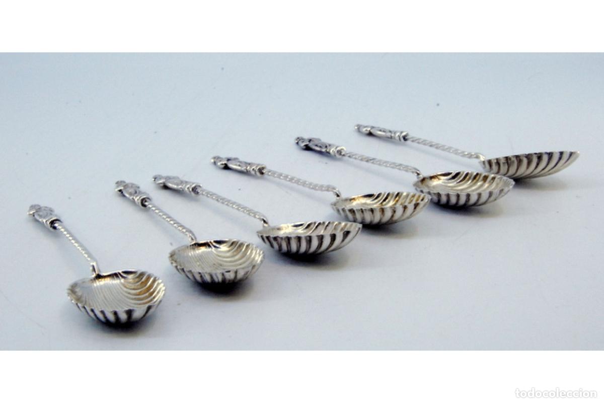 Antig&uuml;edades: Juego de 6 cucharillas de caf&eacute; de plata - Foto 6