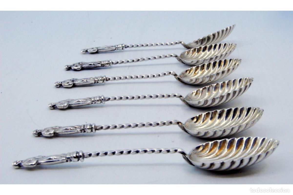 Antig&uuml;edades: Juego de 6 cucharillas de caf&eacute; de plata - Foto 7