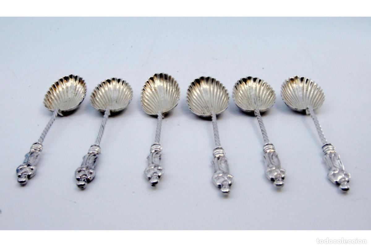 Antig&uuml;edades: Juego de 6 cucharillas de caf&eacute; de plata - Foto 8