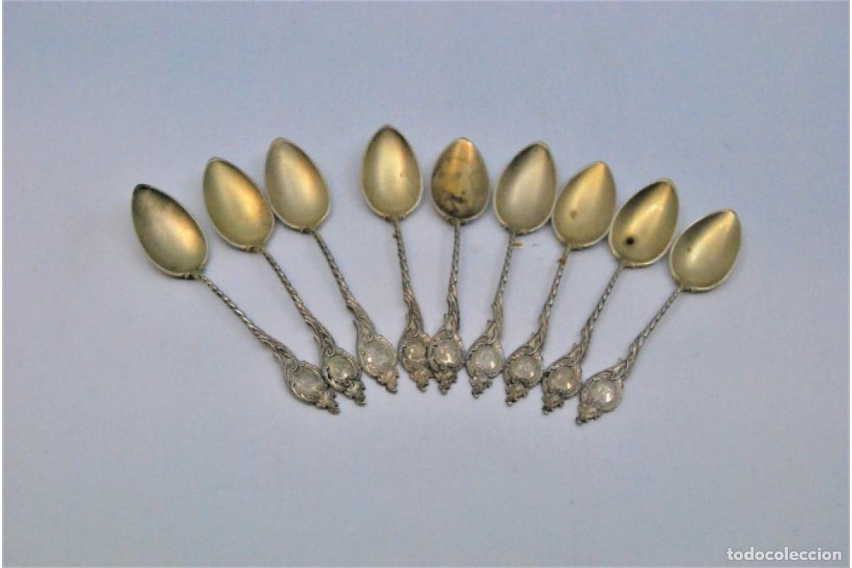 Antig&uuml;edades: Juego de 9 cucharillas de caf&eacute; de plata - Foto 3