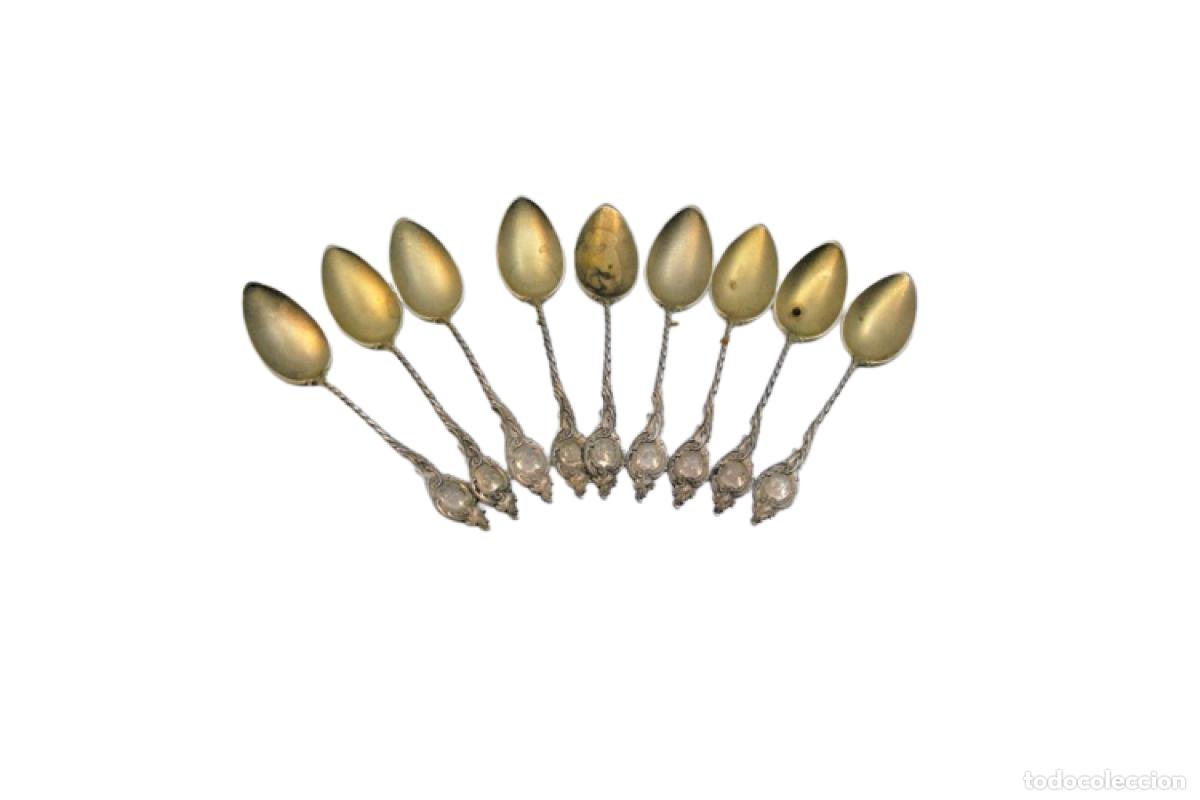 Antig&uuml;edades: Juego de 9 cucharillas de caf&eacute; de plata - Foto 1