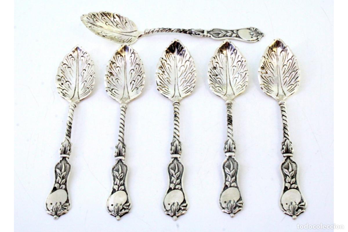 Antig&uuml;edades: Juego de 6 cucharillas de plata - Foto 2
