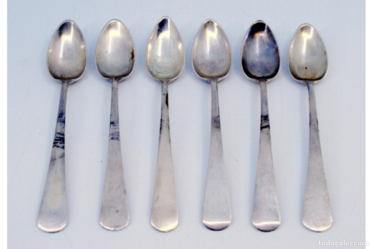 Antig&uuml;edades: Juego de 6 cucharillas de caf&eacute; de plata - Foto 2