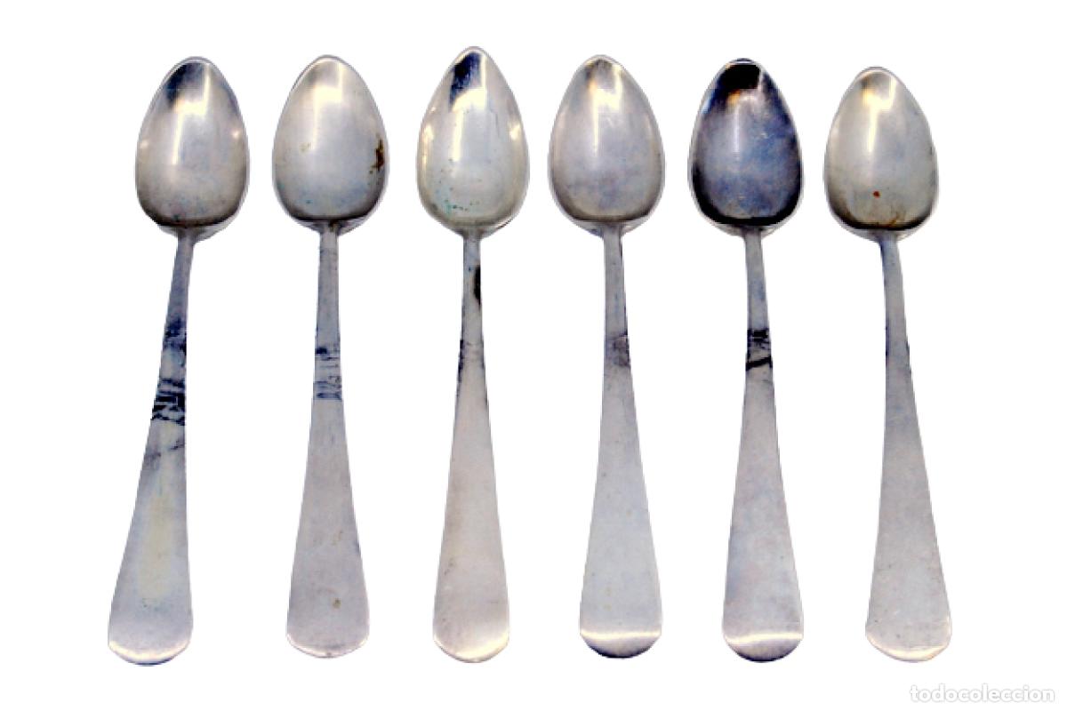 Antig&uuml;edades: Juego de 6 cucharillas de caf&eacute; de plata - Foto 1