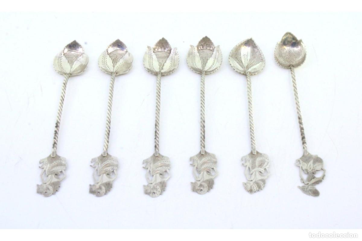 Antig&uuml;edades: Juego de 6 cucharillas de plata - Foto 2