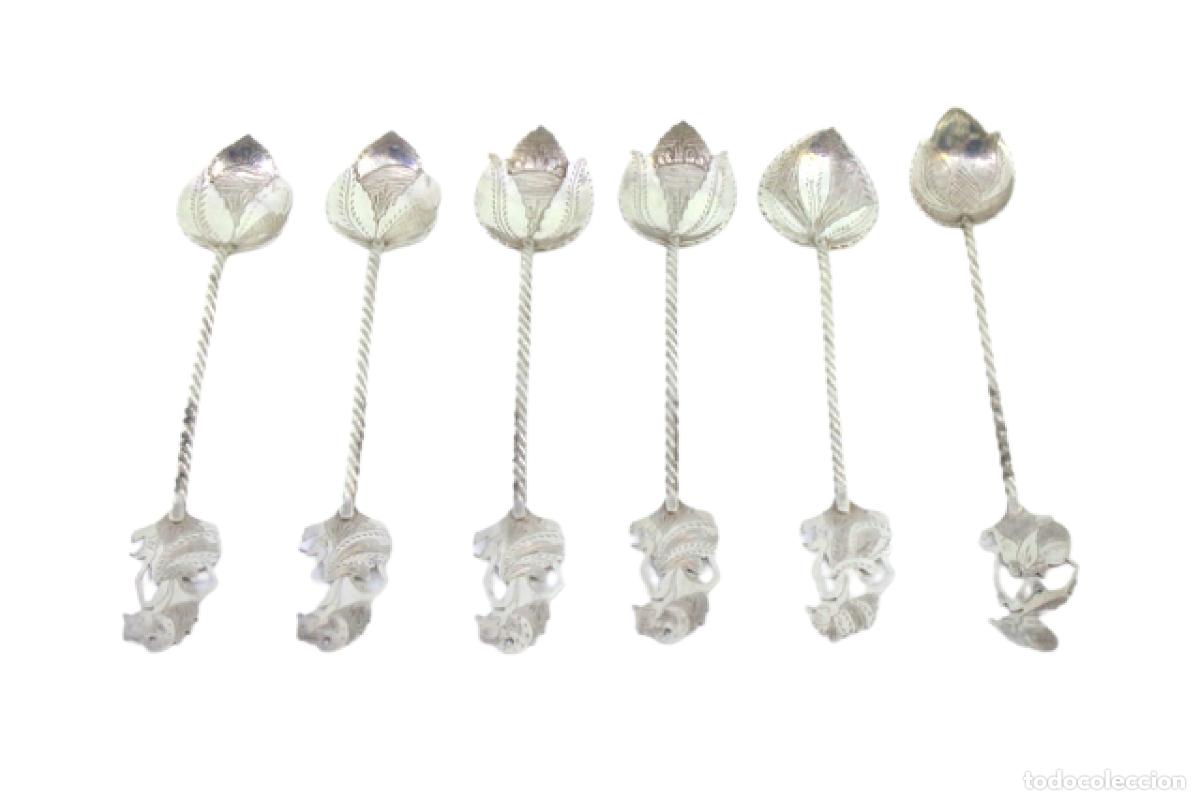 Antig&uuml;edades: Juego de 6 cucharillas de plata - Foto 1