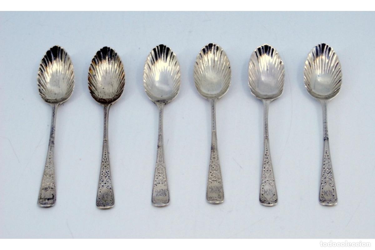 Antig&uuml;edades: Juego de 6 cucharillas de plata - Foto 2