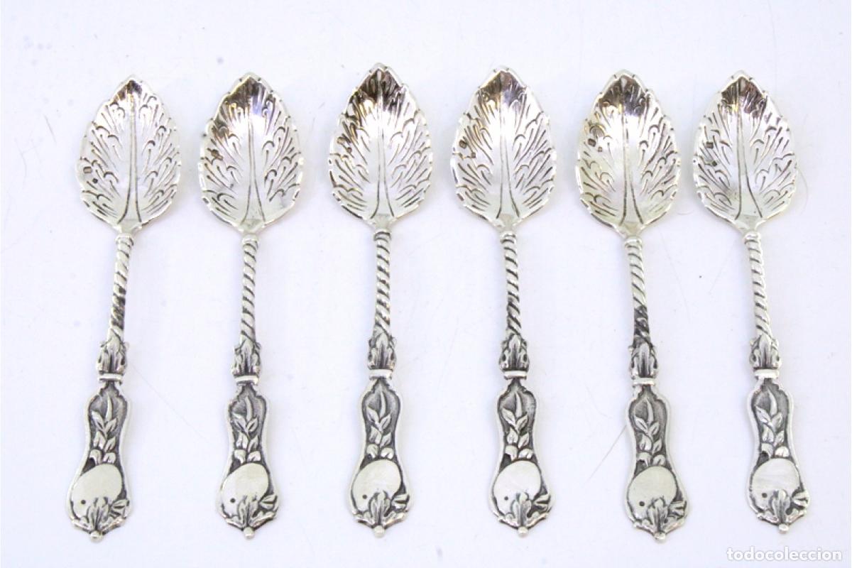 Antig&uuml;edades: Juego de 6 cucharillas de plata - Foto 2