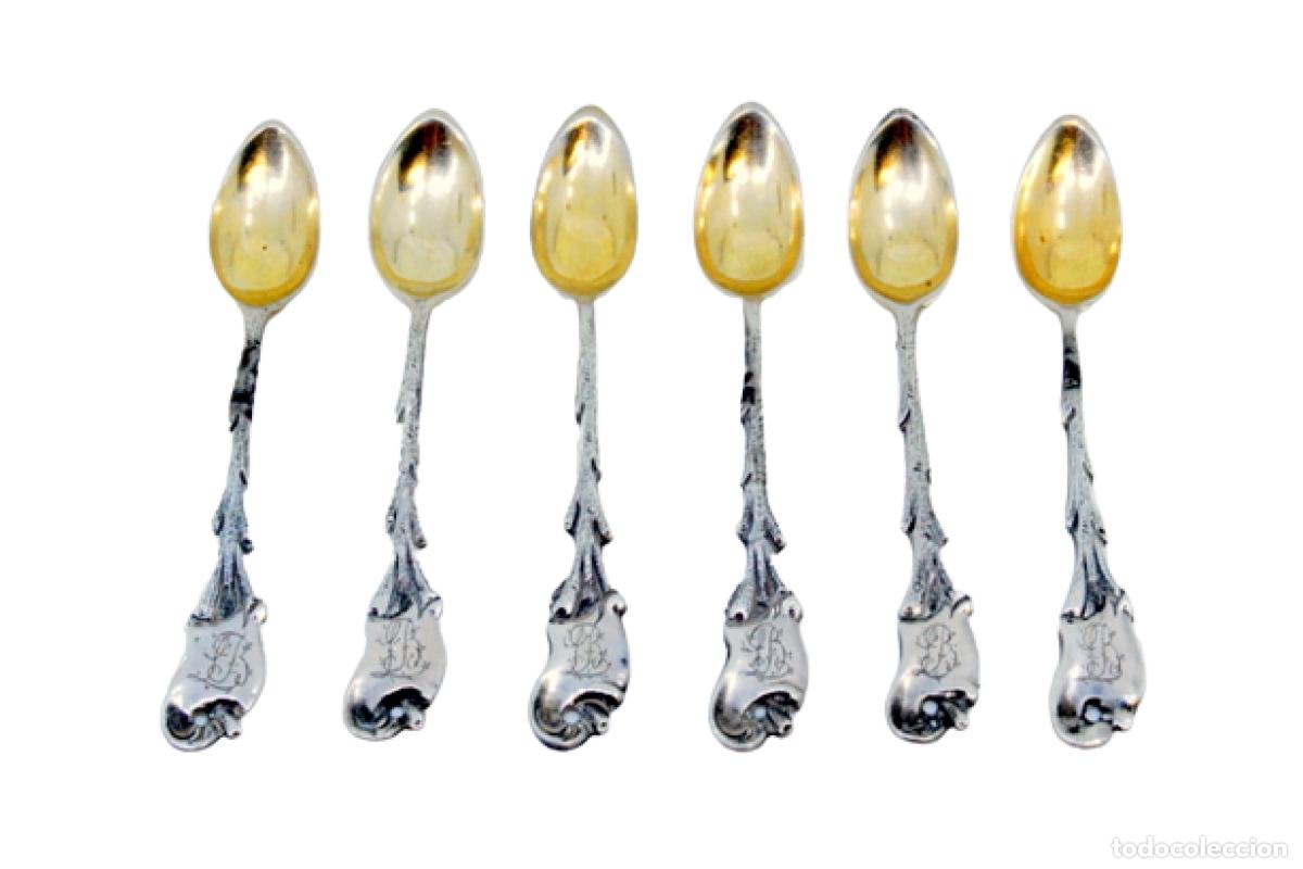 Antig&uuml;edades: Juego de 6 cucharillas de caf&eacute; de plata
