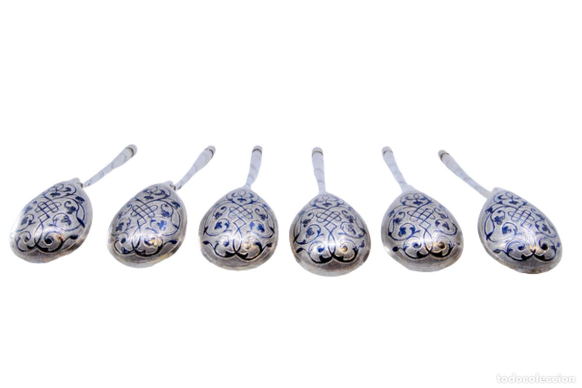 Antig&uuml;edades: Juego de 6 cucharillas de plata rusa