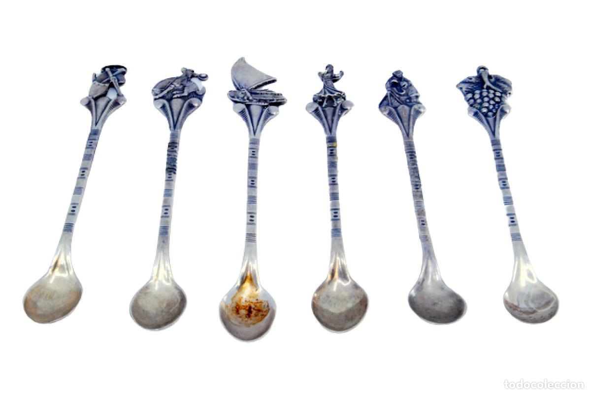 Antig&uuml;edades: Juego de 6 cucharillas de caf&eacute; de plata