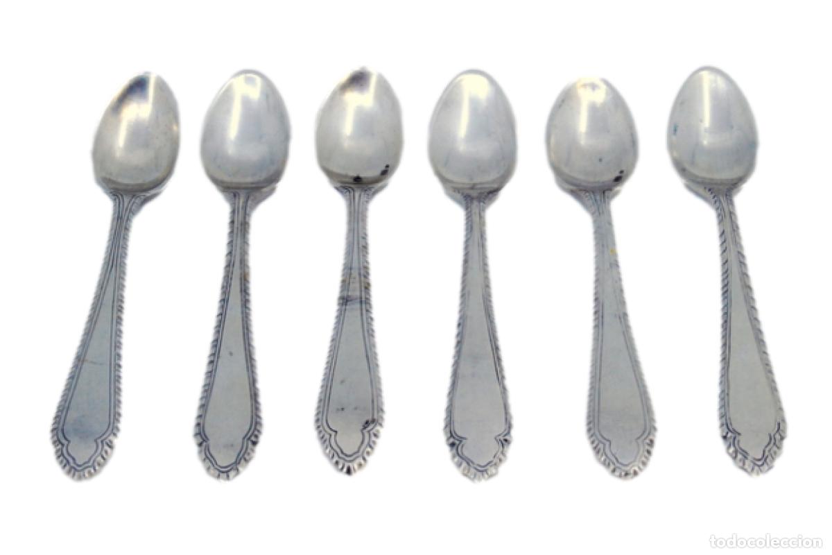 Antig&uuml;edades: Juego de 6 cucharillas de caf&eacute; de plata