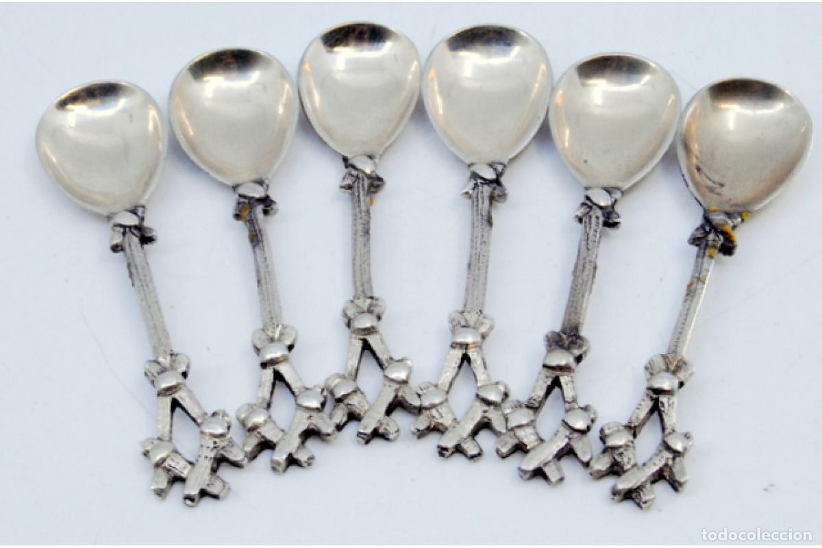 Antig&uuml;edades: Juego de 6 cucharillas de caf&eacute; de plata - Foto 2