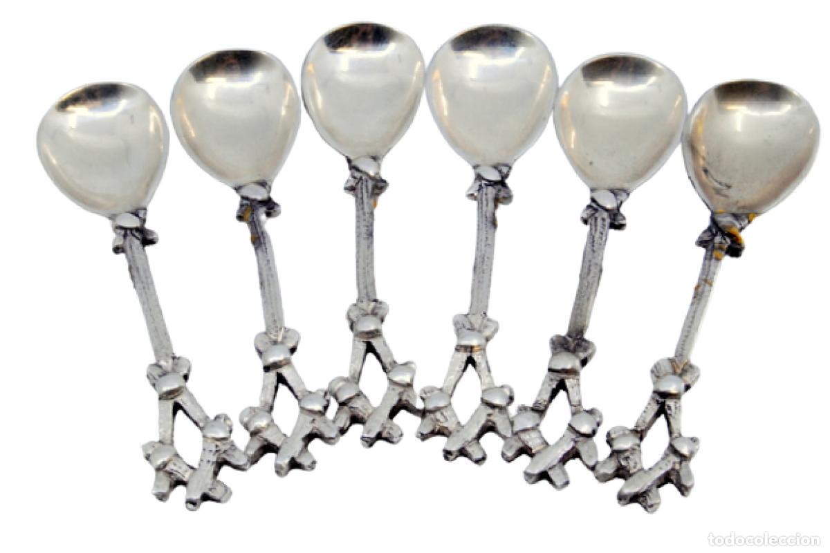 Antig&uuml;edades: Juego de 6 cucharillas de caf&eacute; de plata - Foto 1