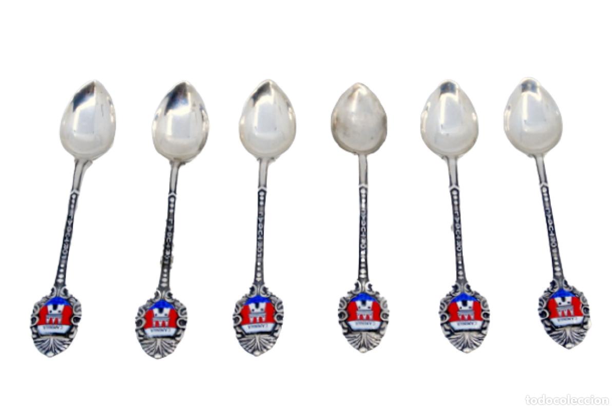Oggetti Antichi: Juego de 6 cucharillas de caf&eacute; de plata - Escudo de armas de la ciudad de Caminha