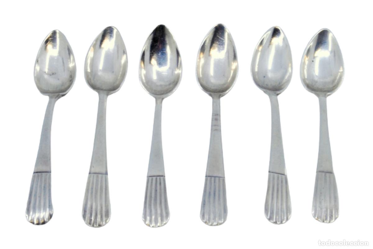 Antiquit&eacute;s: Juego de 6 cucharillas de caf&eacute; de plata
