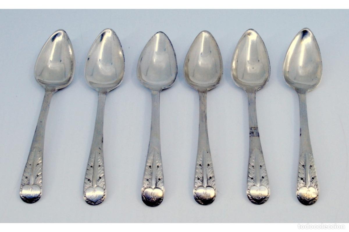 Antig&uuml;edades: Juego de 6 cucharillas de plata - Foto 2