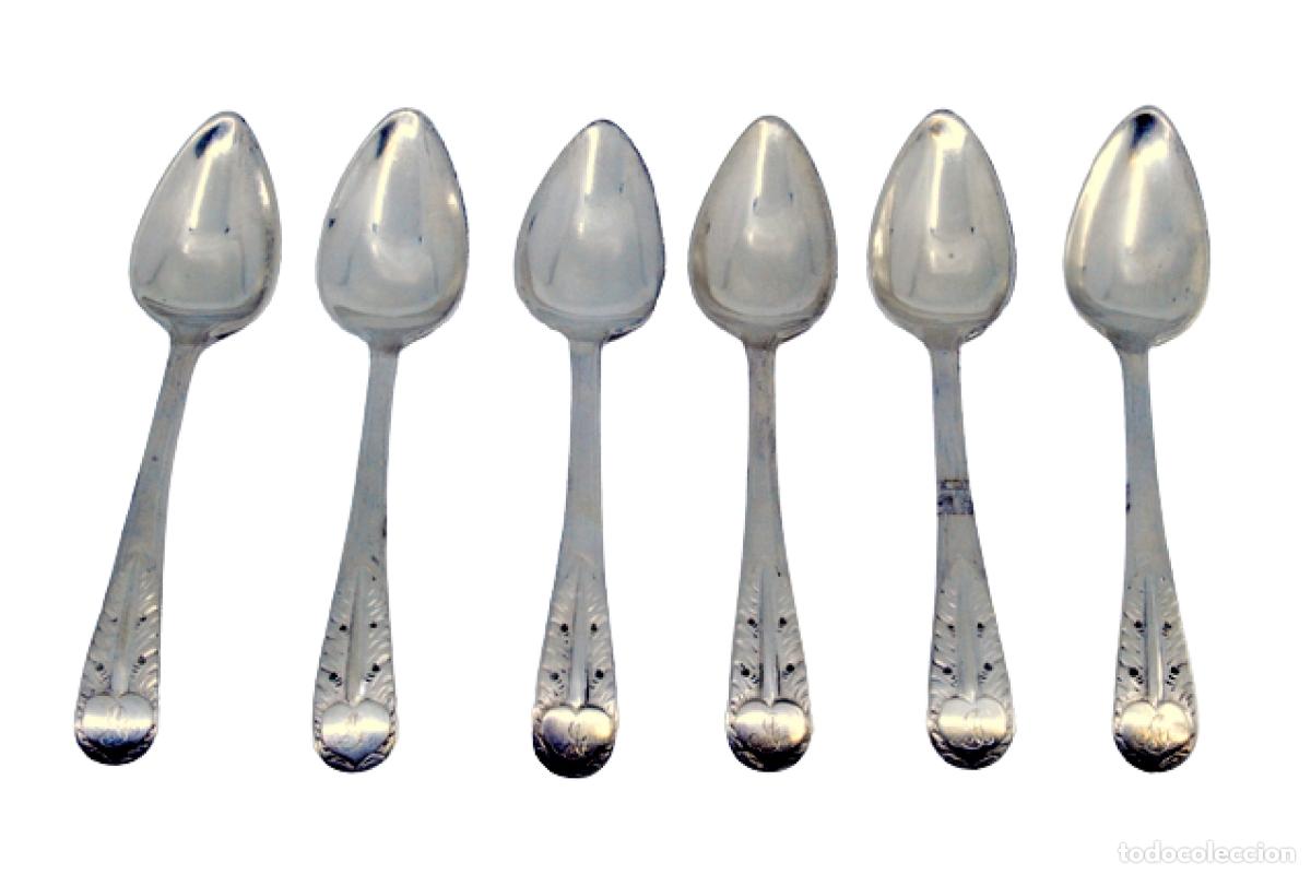 Antig&uuml;edades: Juego de 6 cucharillas de plata - Foto 1