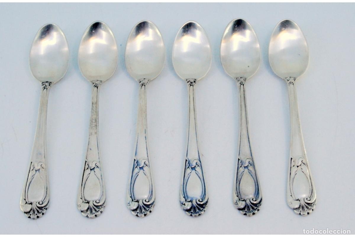 Antig&uuml;edades: Juego de 6 cucharillas de caf&eacute; de plata - Foto 2