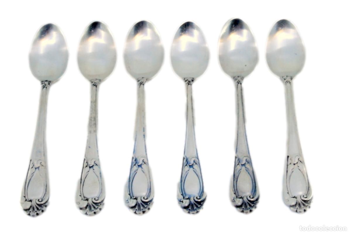 Antiquit&eacute;s: Juego de 6 cucharillas de caf&eacute; de plata