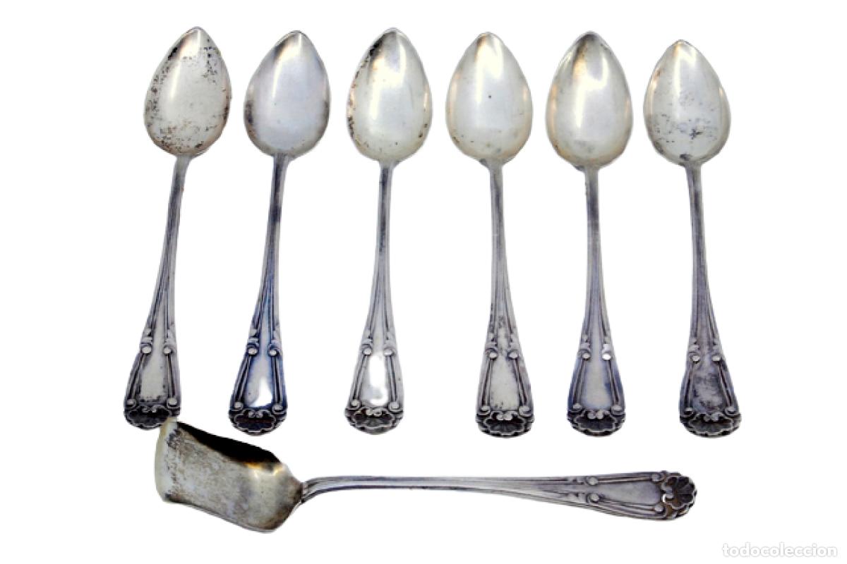 Antiquit&eacute;s: Juego de 6 cucharillas de az&uacute;car, de plata.