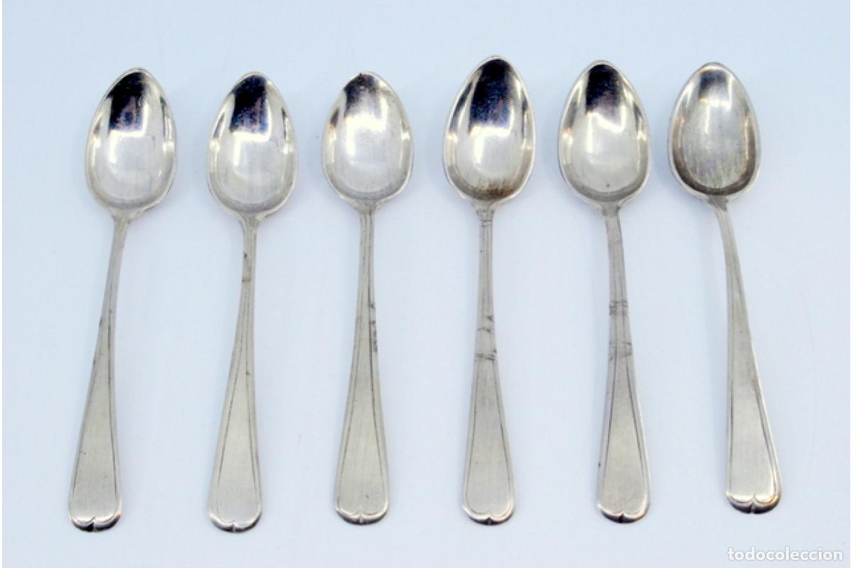 Antig&uuml;edades: Juego de 6 cucharillas de caf&eacute; de plata - Foto 2